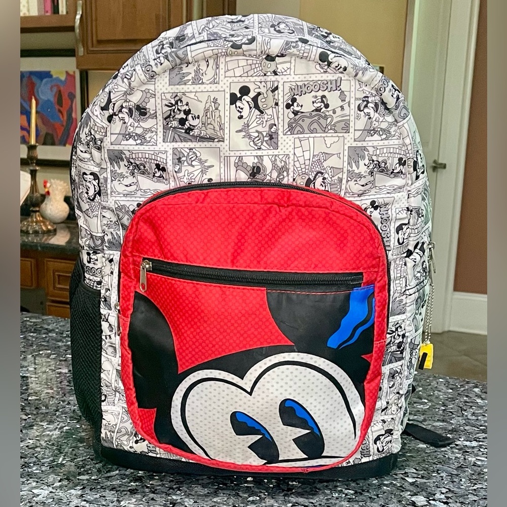 Disney Mickey Mouse Comic Strip Large Backpack - Red and Black